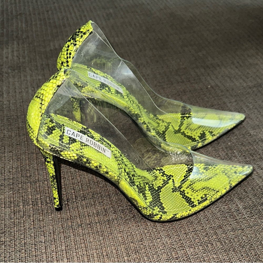Cape Robbin Neon Snake Print Heels